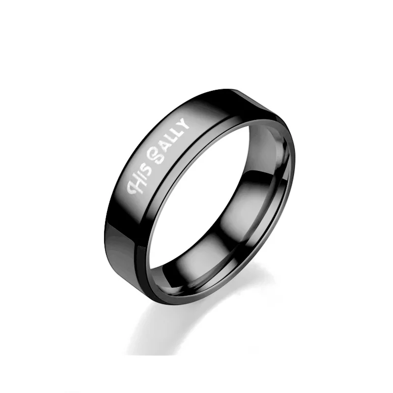 

2021 Letters Black Stainless Steel Ring HER Jack His Sally Retro Rings for Women Men Couples Jelwery Gift