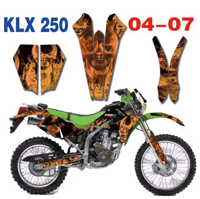 Новая мотоциклетная обувь Графика Стикеры s Фон Наклейки на стены для Kawasaki KLX250 KL250X KLX 250 2004 2005 2006 2007 на заказ наклейка Стикеры