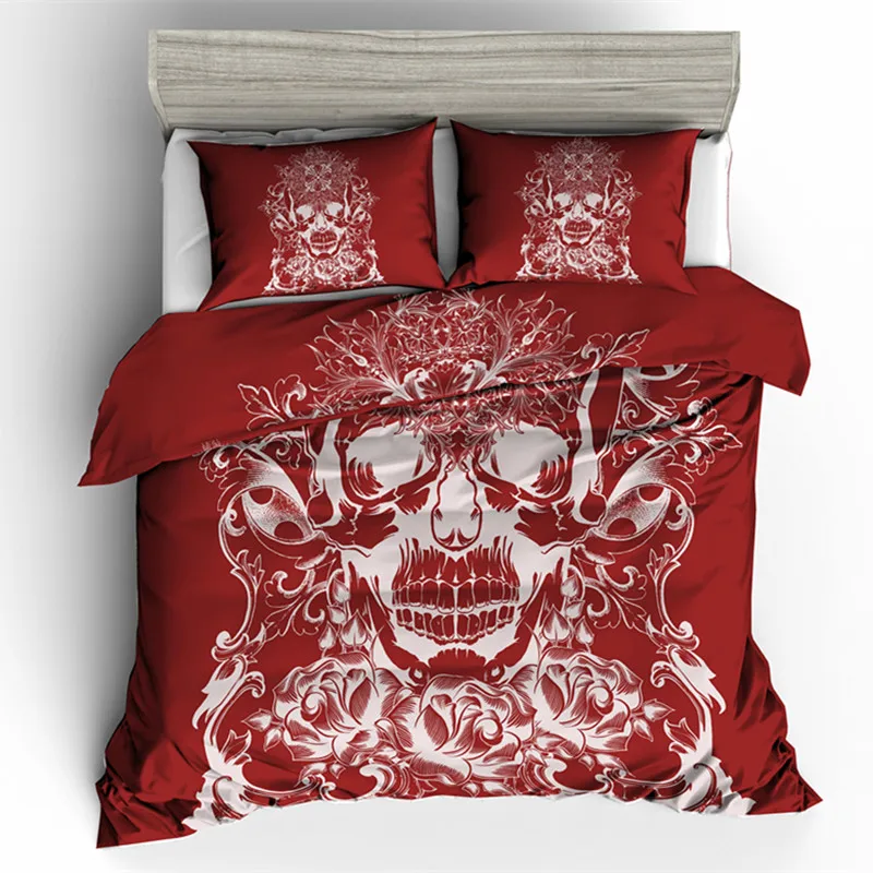 

skulls duvet cover set king 3D red sugar skull Bedding Set with pillowcase AU Queen Bed bedline