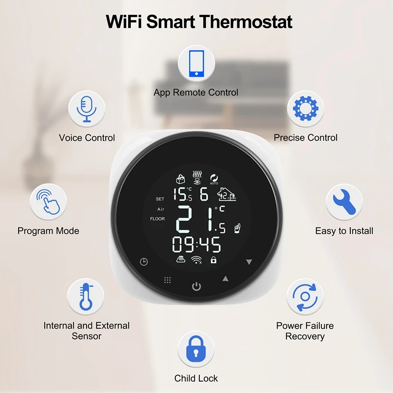 

Smart Wifi Thermostat Temperature Controller Match Works with Alexa and Google Home