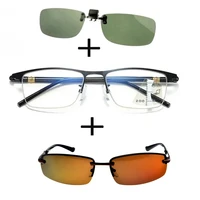 3pcsrectangular metal black business reading glasses men women polarized sunglasses sports driving sunglasses clip