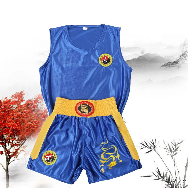 Sanda Suit Kongfu Uniform Unisex Boxing Uniform Bruce Lee Wushu Clothing Martial Arts Performance Costume For Children Adult