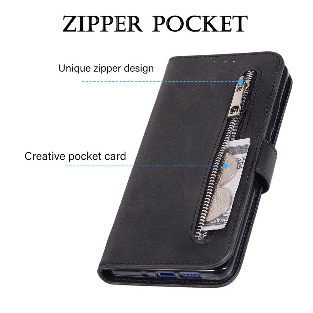 LAPOPNUT Премиум кожаный флип-чехол на молнии с 5 слотами для карт чехлы-бумажники HUAWEI