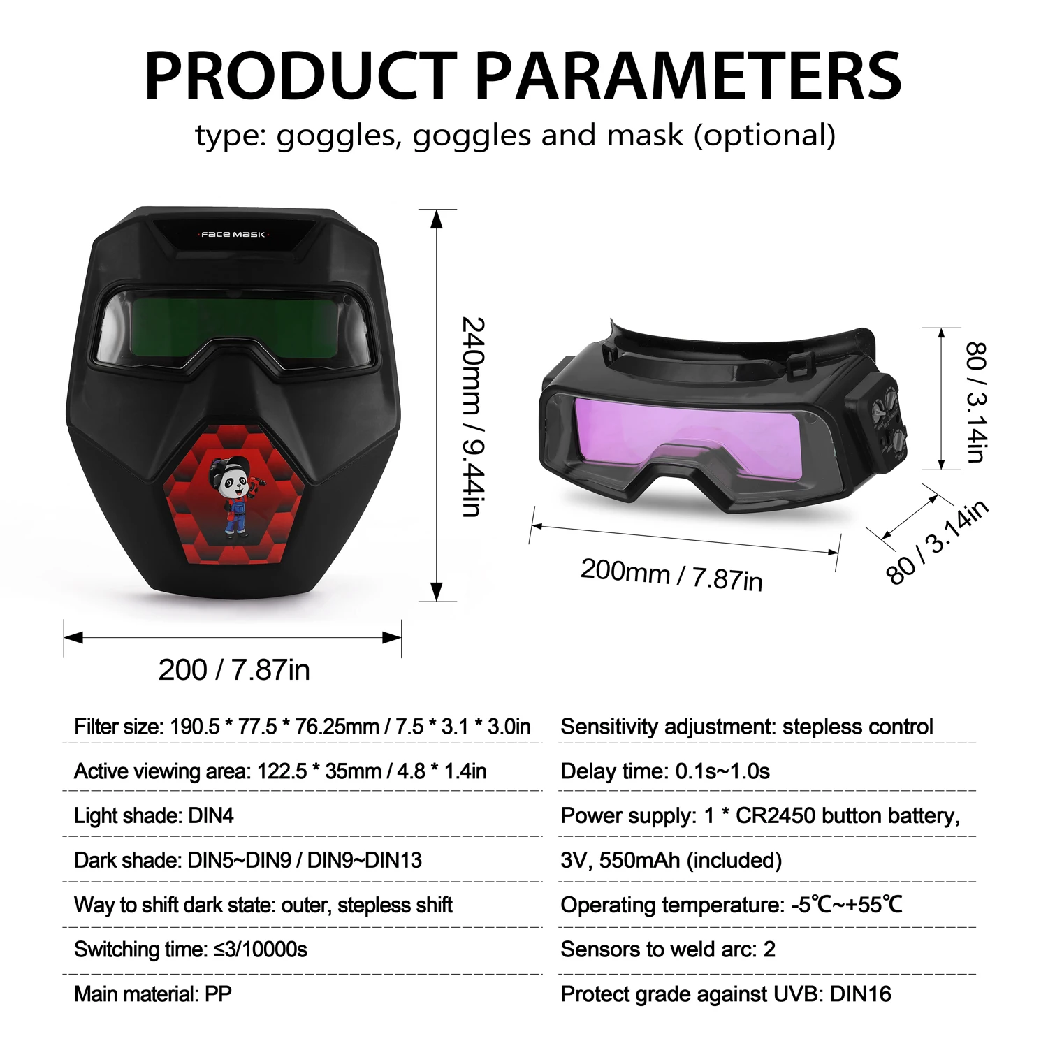 

Auto Darkening Welding Mask Welding Cap for TIG MIG MMA Professional Weld Glasses Goggles