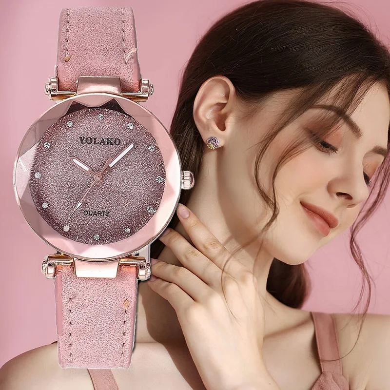 Часы женские кварцевые в стиле звездного неба повседневные романтические