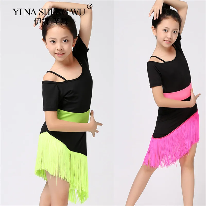 

New Girls Latin Dance Dress Fringe Latin Dance Clothes Kids Competition Salsa Costume Performance Child Ballroom Tango Dresses