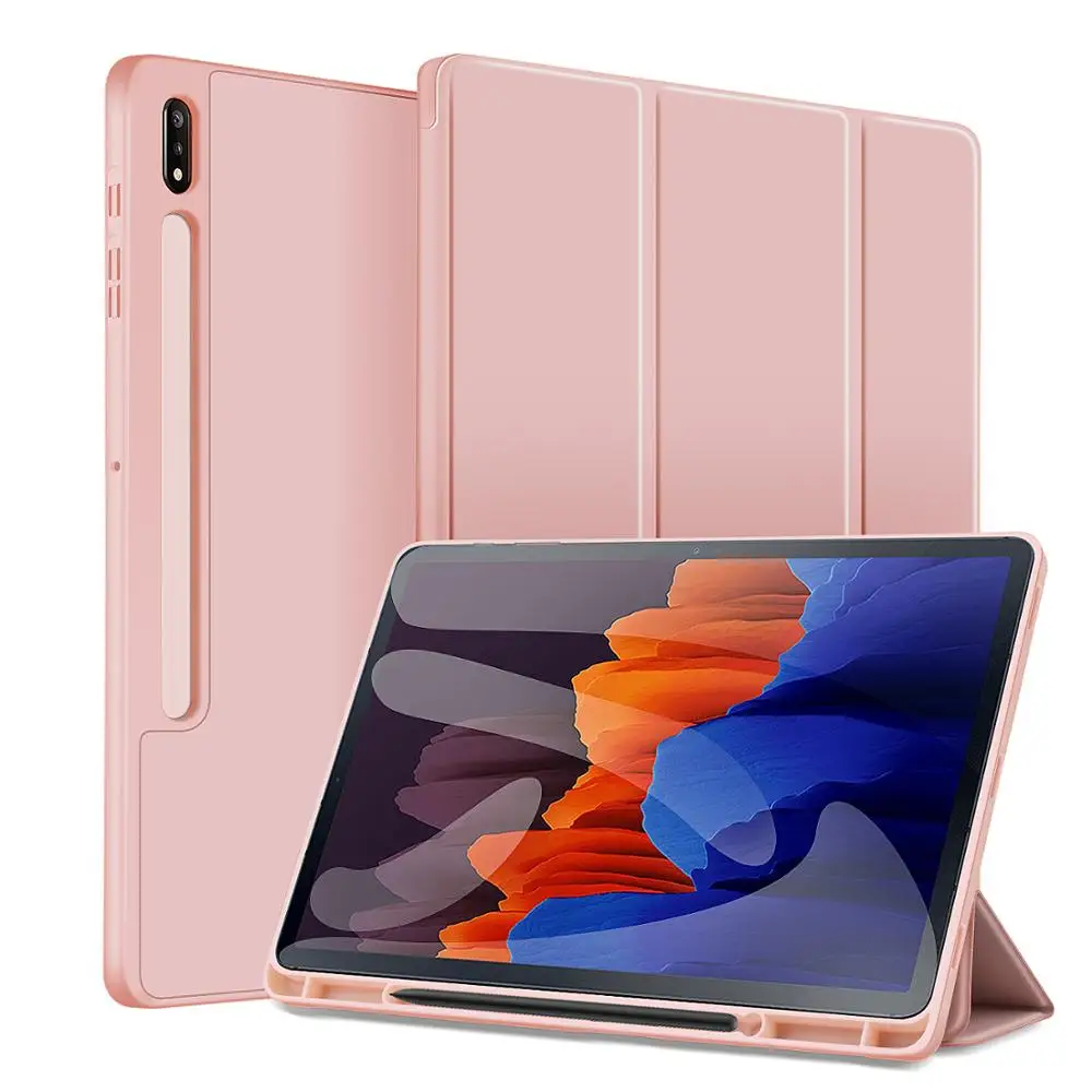 

2021 new For Galaxy Tab S7 S6 10.5 case Tab S7 Plus FE LTE Cover with Pencil holder SM-t870 t875 t970 t975 12.4 T860 Auto Sleep