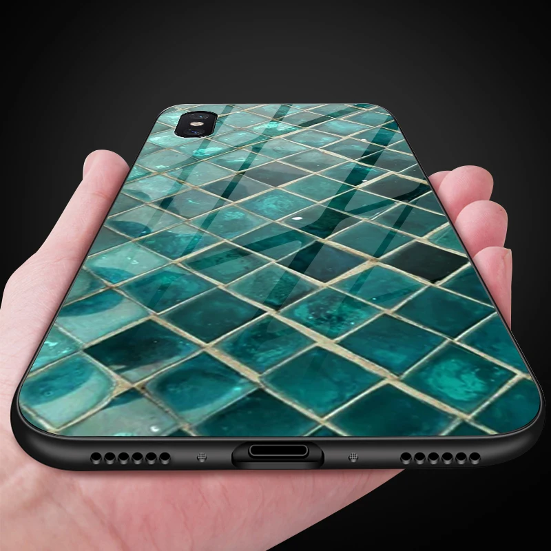 Чехол из закаленного стекла для Xiaomi 5X6X8 9 SE A1 A2 Lite Capa для Redmi Note 4x 5A 6 7 Pro Prime Жесткий Бампер окрашенный полосатый корпус