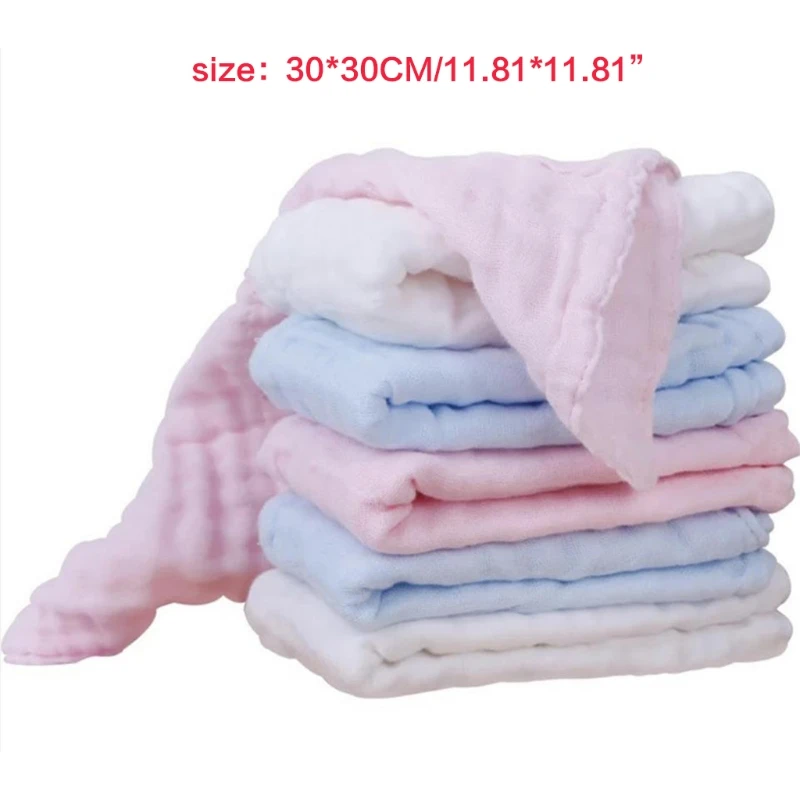 

Q1QD 6pcs Baby Muslin Washcloth Cotton Wipes Multipurpose for Newborn Face Towel