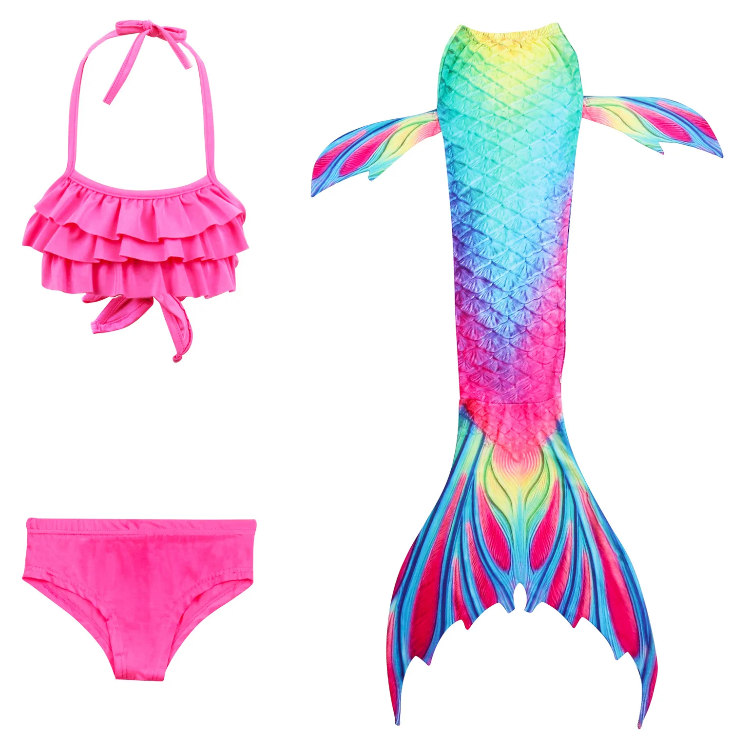 Детский костюм Русалочки для девочек купальный костюм-бикини с хвостом русалки и