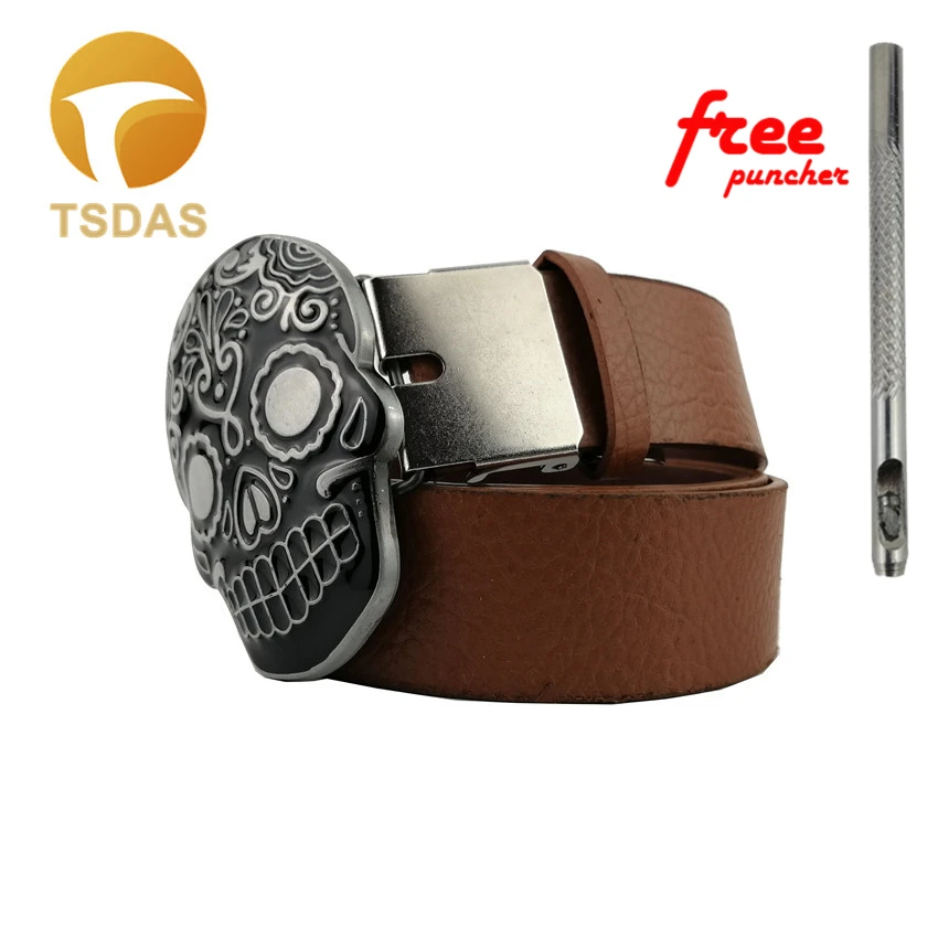 Retail 1PC New Style Silver Plated Skull Belt Buckle 64*90mm Metal For 4cm Wide Men Women Jeans accessories | Дом и сад