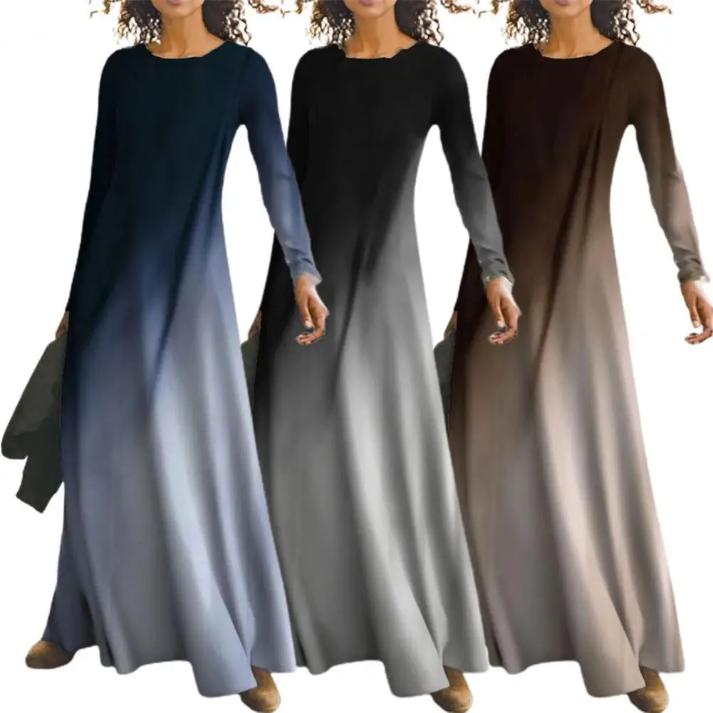 

Graceful Women Dress Long Sleeve Ladies Slim Crew Neck Long Dress Wedding Dress Women Dress