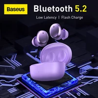 baseus bowie e2 tws earphones bluetooth 5 2 wireless headphone 25hour sport earbuds flash charge low latency hifi gaming headset