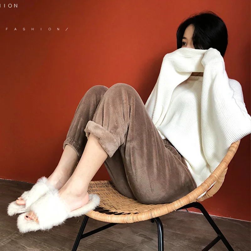 

Corduroy Wide Leg Pants Women 2020 Winter harem Pants Women Look Thin Casual Stretch Velvet Trousers 2020 High Waisted elastic