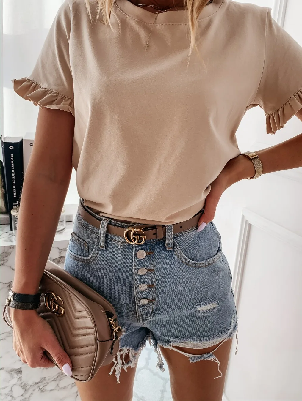 

100% Cotton Casual Ruffles Short Sleeve Plus Size T Shirts Women Fashion Solid Loose T Shirt Spring Summer All-match Top Ladies