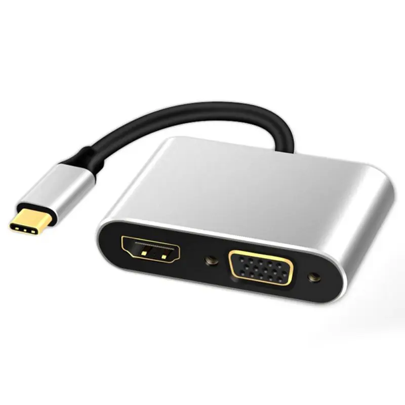 USB 3 1 Type-C к Vga Hdmi 4K UHD Plug-and-play Алюминиевый шнур конвертера для Mac-OS Linux Windows C кабель