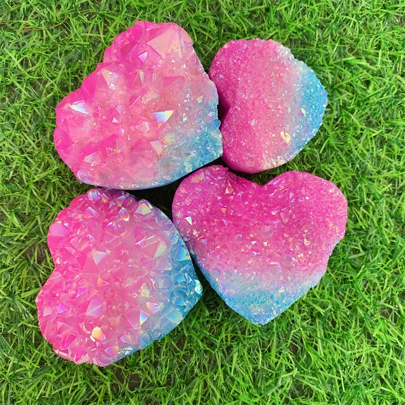 Хит продаж кристаллы Aura кластеры в форме сердца различные для украшения SYY | Дом и