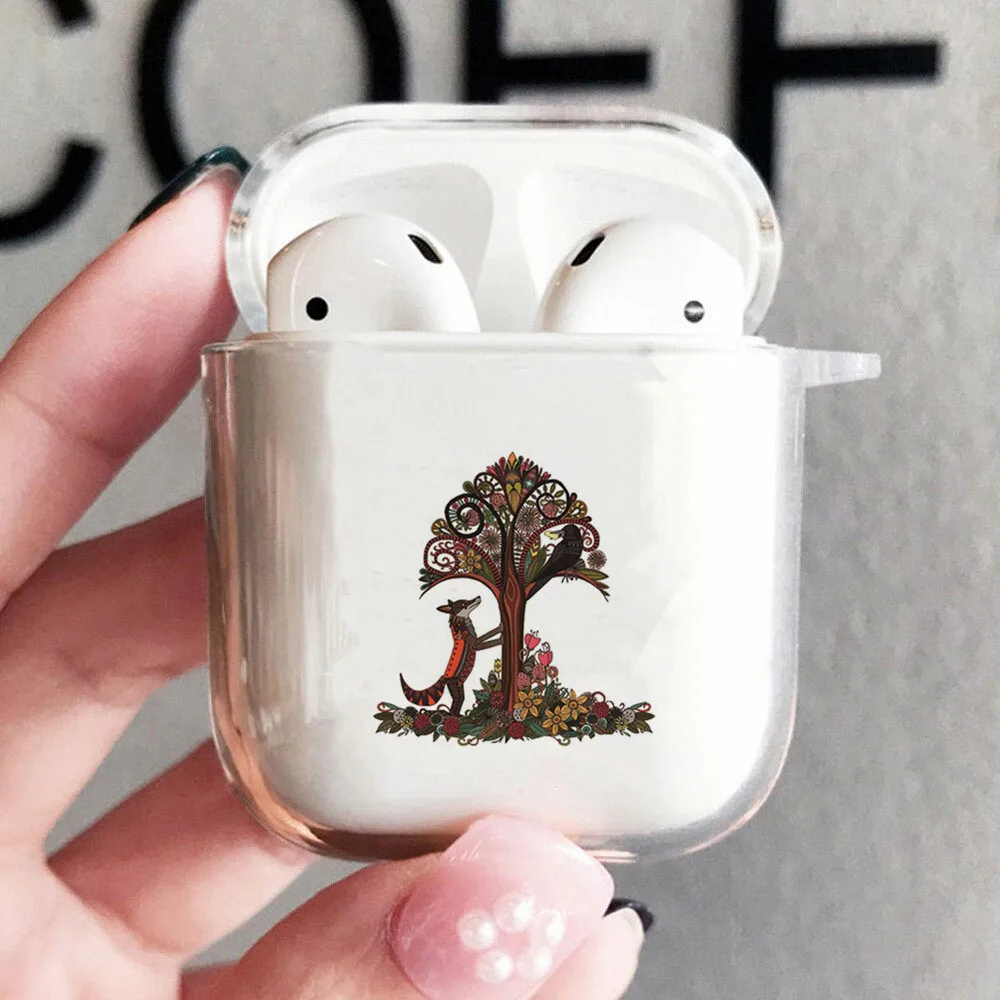 

Funny fox and crow printed TPU Case For AirPods 1 2 Wireless Bluetooth Case For Air Pods Earphone Accessories Charging Box