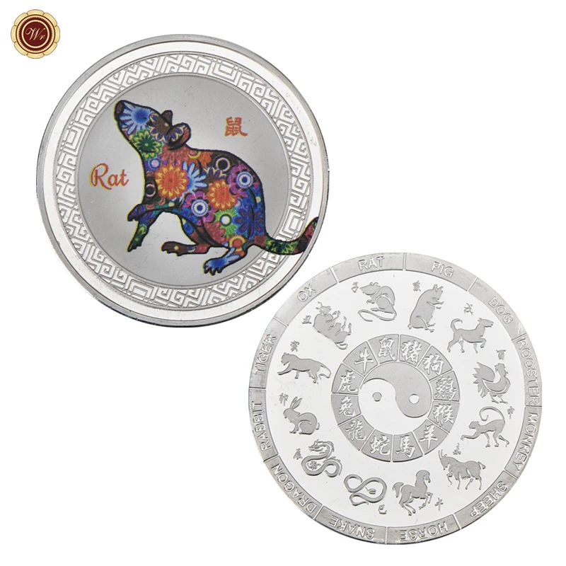 WR китайская крыса год зодиака Монеты коллекционные с монетницей серебряные