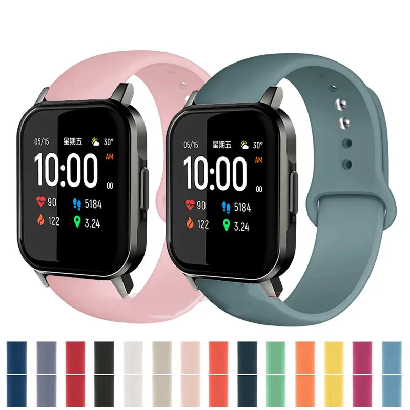 

Силиконовый ремешок для Amazfit GTS/2/2e/GTS2 Mini/GTR 42 мм/47 мм/GTR2/2e/stratos 2/3, спортивный браслет для часов Amazfit ремешок bip, 20 мм/22 мм