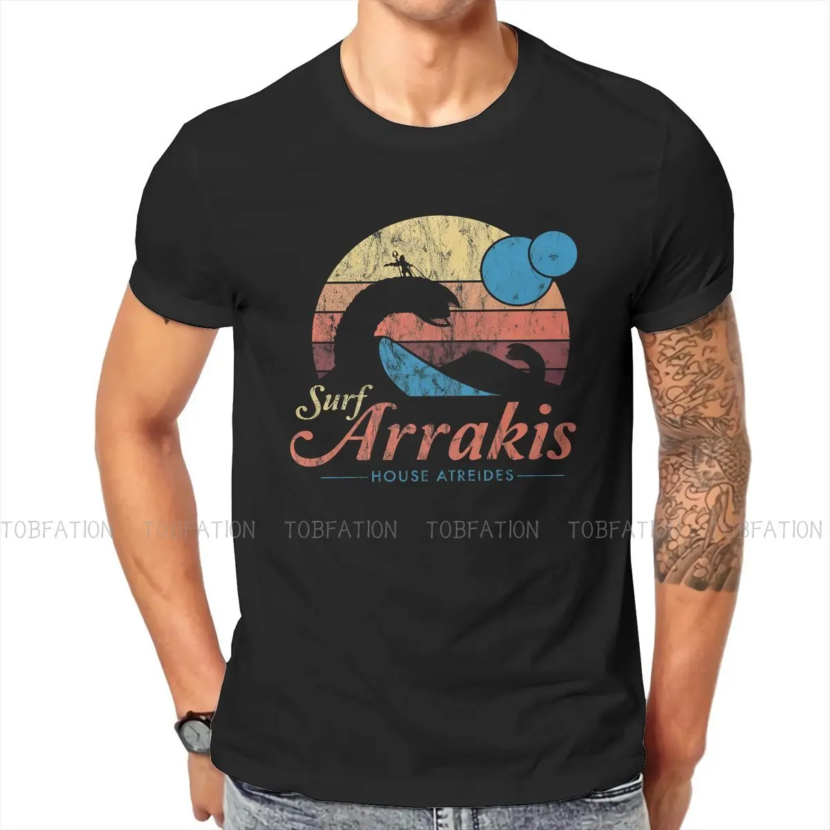 

Dune Chronicles Sci-Fi Movie Pure Cotton TShirt Visit Arrakis Vintage Distressed Surf Classic T Shirt Leisure Men Tee Shirt