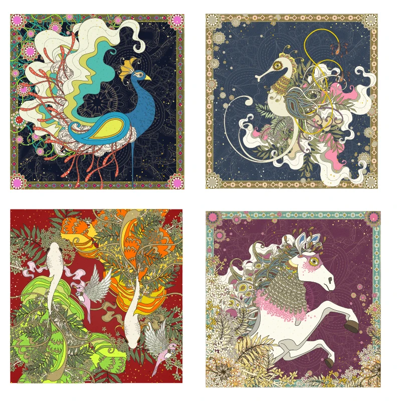 Нашивка для одежды с изображением животных цветов единорога морской лошади