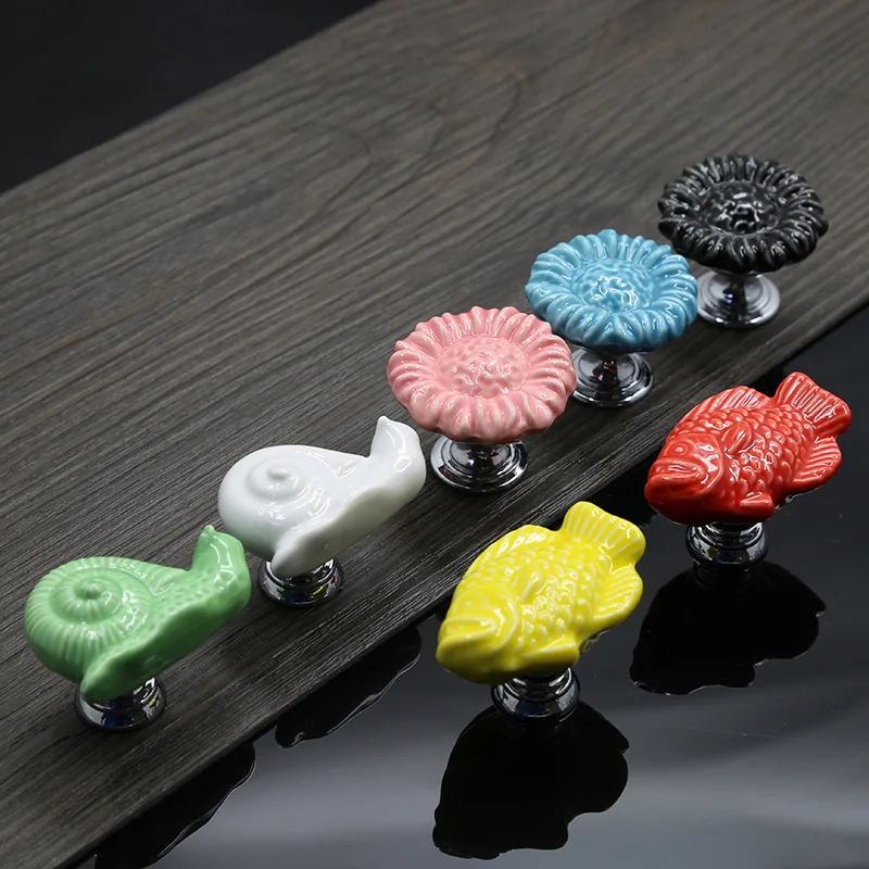 Керамические ручки с одним отверстием в виде животного ручка для выдвижного