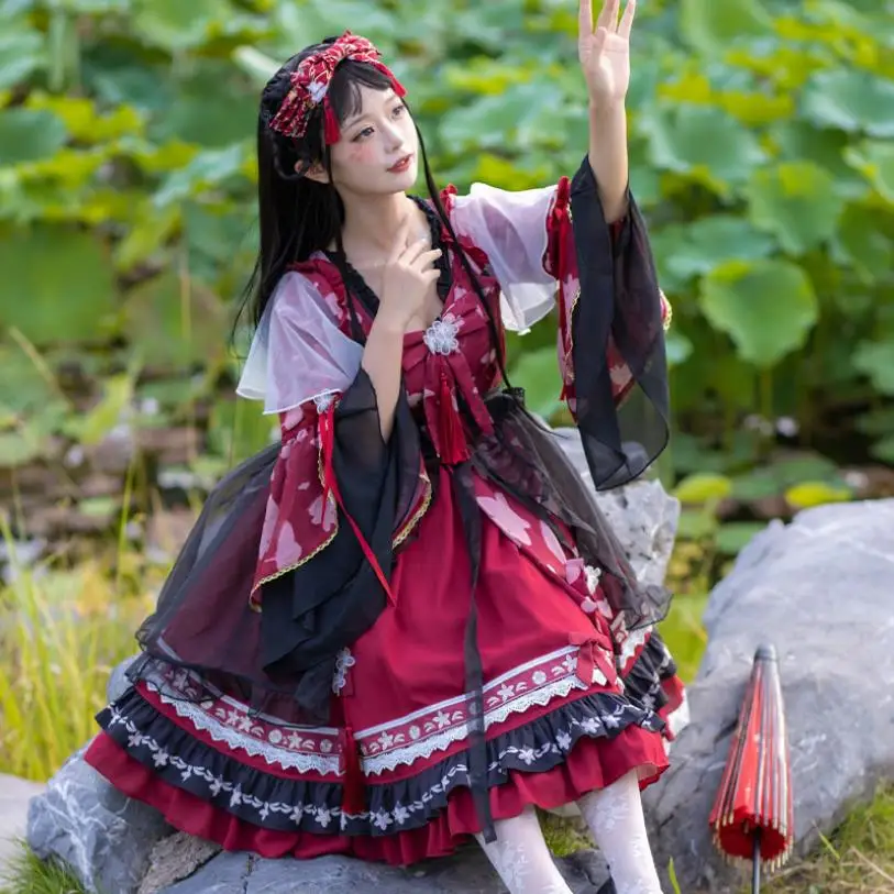 

Королевское сказочное платье с вышивкой в китайском стиле; Милое платье с рисунком Мори для девочек; Фабричное платье; F1301