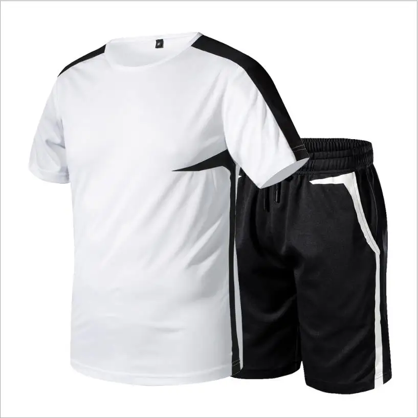 

2020 spring and summer man casual stitching printing running climbing sports tshirt male casual short sleeve shorts set