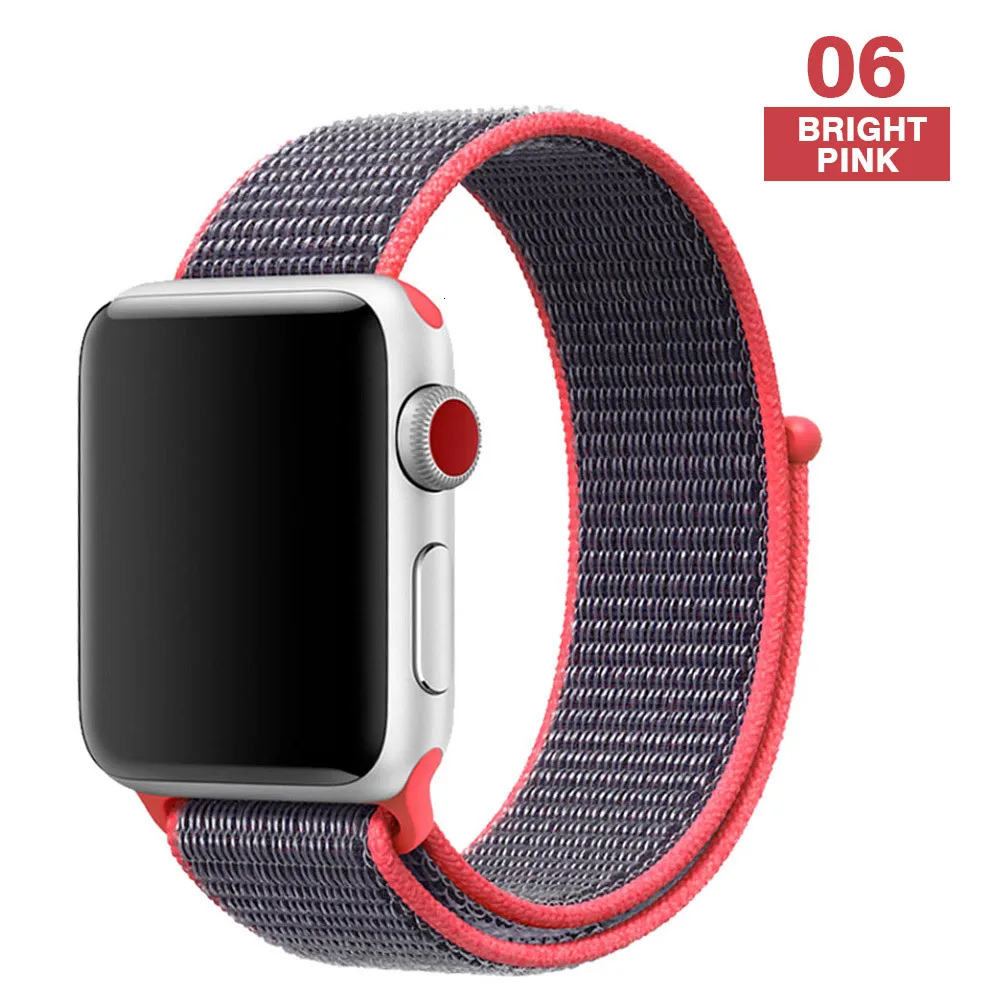 Спортивный ремешок для Apple Watch 42 мм 38 мм ремешок для часов 4 44 мм 40 мм Iwatch Серия 3 2 1 нейлоновый браслет дышащие аксессуары - Цвет ремешка: Bright pink