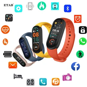 waterproof m6 sport smart bracelet band6 smartwatch heart rate fitness tracker clock for xiaomi ios android phone christmas gift free global shipping