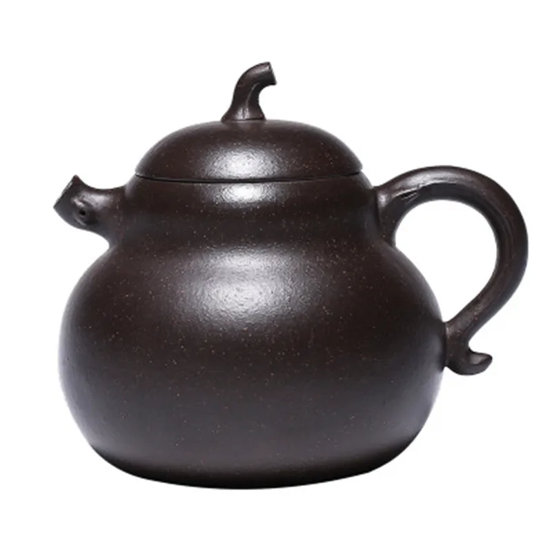 

230cc Authentic Yixing Raw Ore Black Star Sand Tea Pot Pottery Artist Pure Handmade Fulu Gourd Purple Sand Teapot KungFu Tea Set