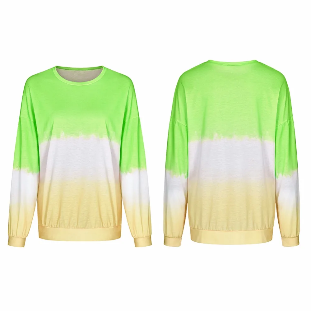LZEQuella Women Autumn Winter Gradient Color Print Hoodies Sweatshirt Casual O Neck Long Sleeve Pullovers Female Tracksuit Top