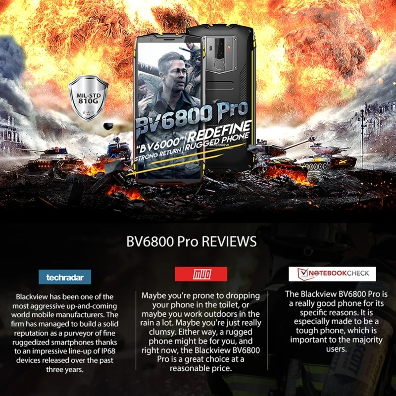 Blackview BV6800 Pro Прочный смартфон 6580 мАч 4 Гб+ 64 Гб 5,7 ''MTK6750T Восьмиядерный 4G мобильный телефон отпечаток пальца NFC Беспроводной