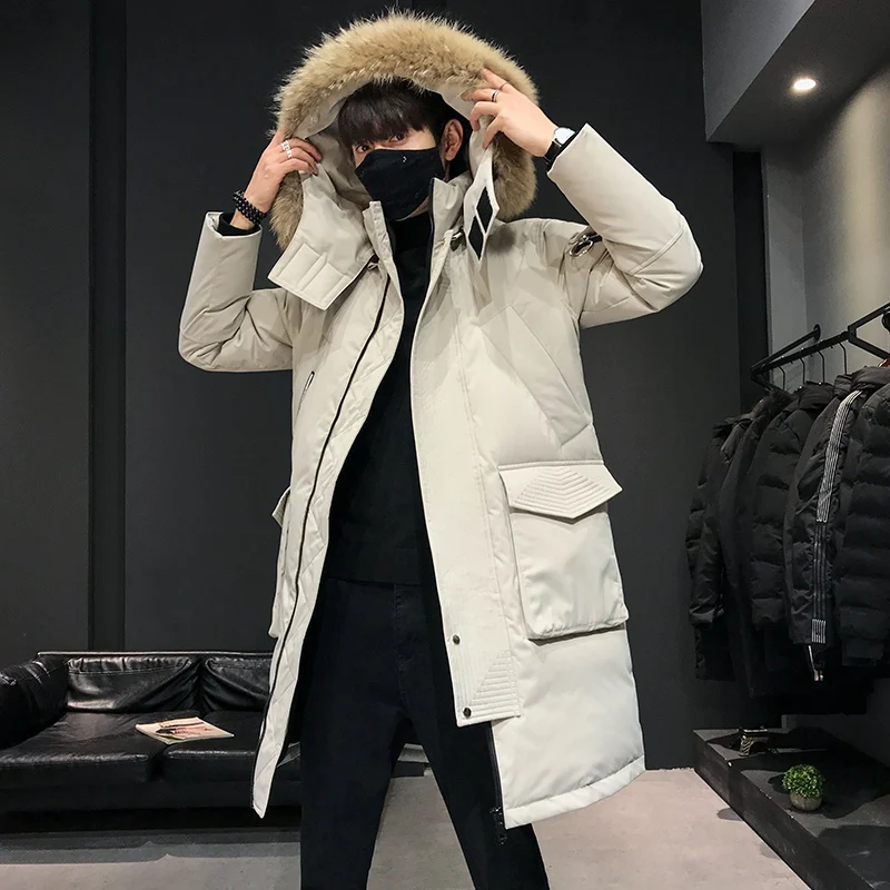 2021 Fashionable Coat Thicken Jacket men Hooded Warm Lengthen Parka Coat White duck down Hight Quality male New Winter Down Coat