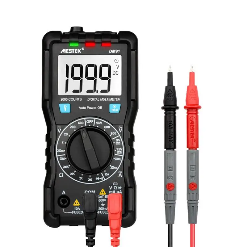 

MESTEK Digital Multimeter High Precision 9999 Count Ohm Voltage Meter HFE NVC Capacitance Tester DM91/DM91A/DM91S