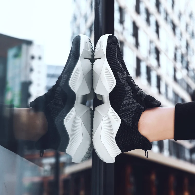 

Summer Sneakers Mens Casual Shoes Slip On Men Fashion Solid White Knitting Black Hot Sale Sneaker Male Comfortable Breathable