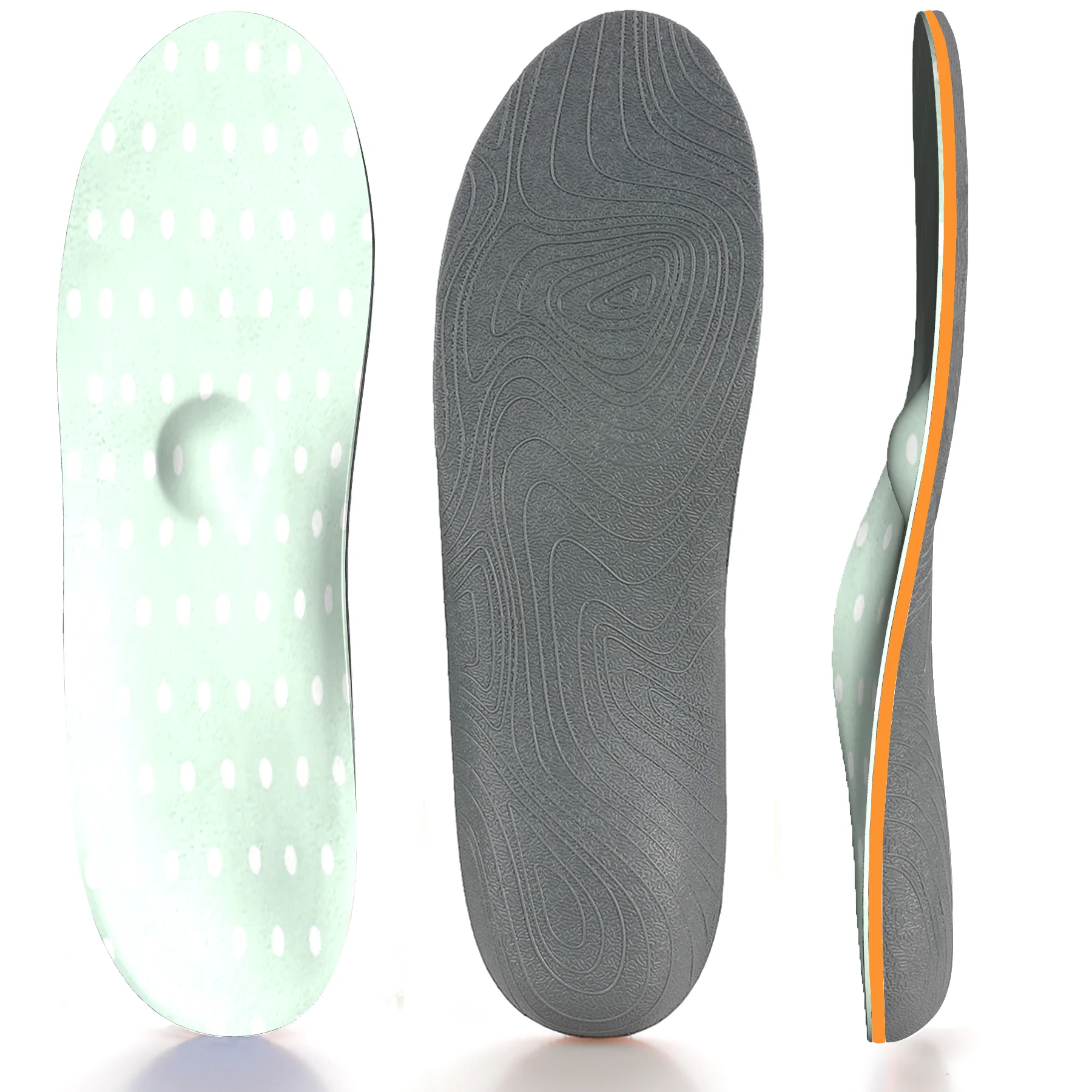 

Green Round High Arch Support Insole Ease Plantillas Fascitis Plantar Foot Pain Orthopedic Insoles for Men and Women Flat Feet