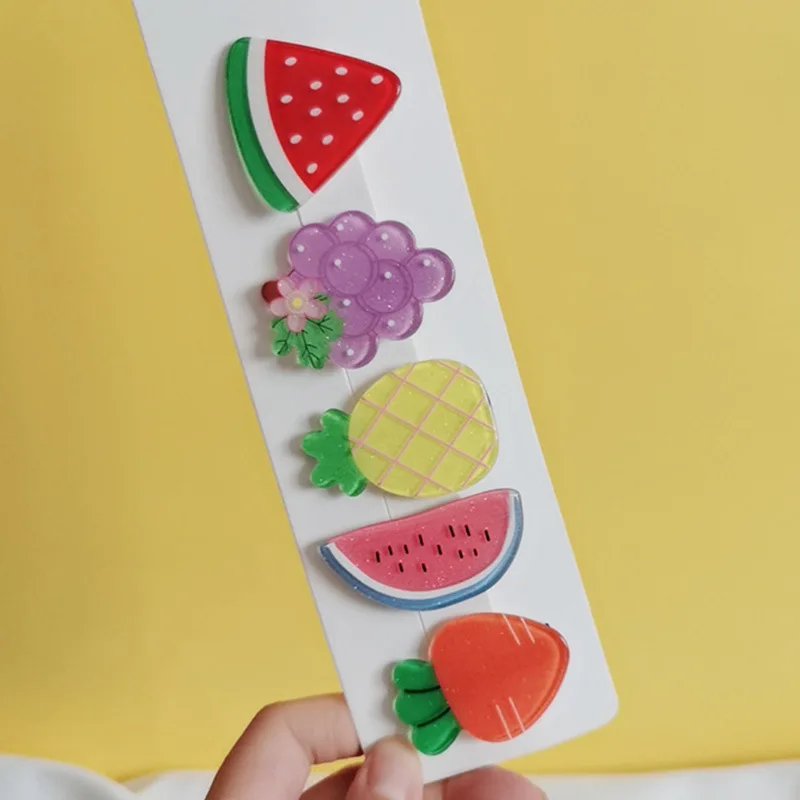 2 шт./компл. пластиковая заколка для волос с мультяшными фруктами модная милыми