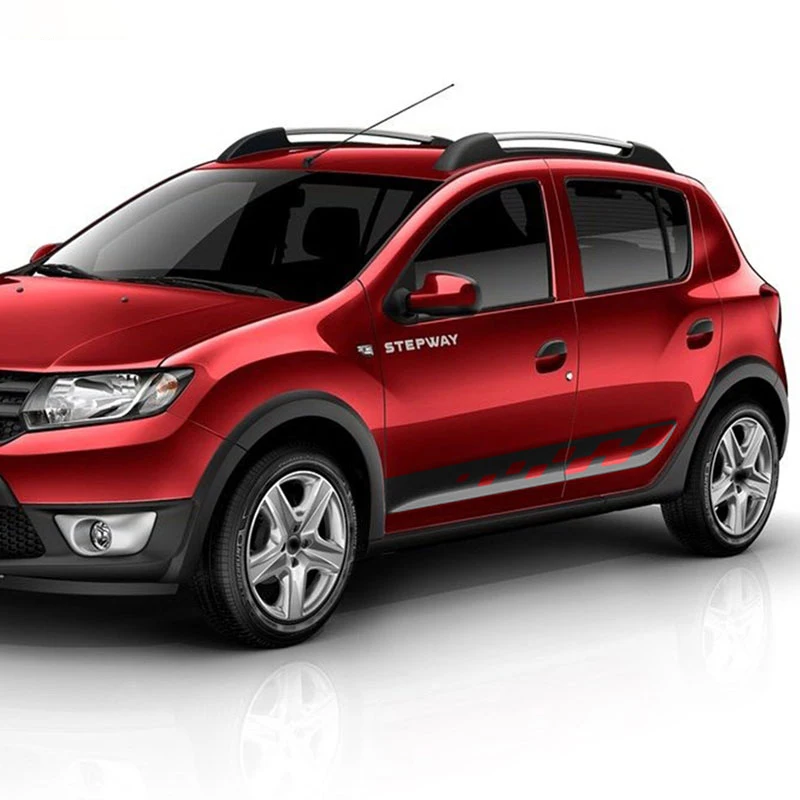 

2021 Car Door Side Stripes Skirt Sticker Sport Racing Body Vinyl Decal For Renault Dacia Sandero 2 Stepway RS Accessories 2PCS