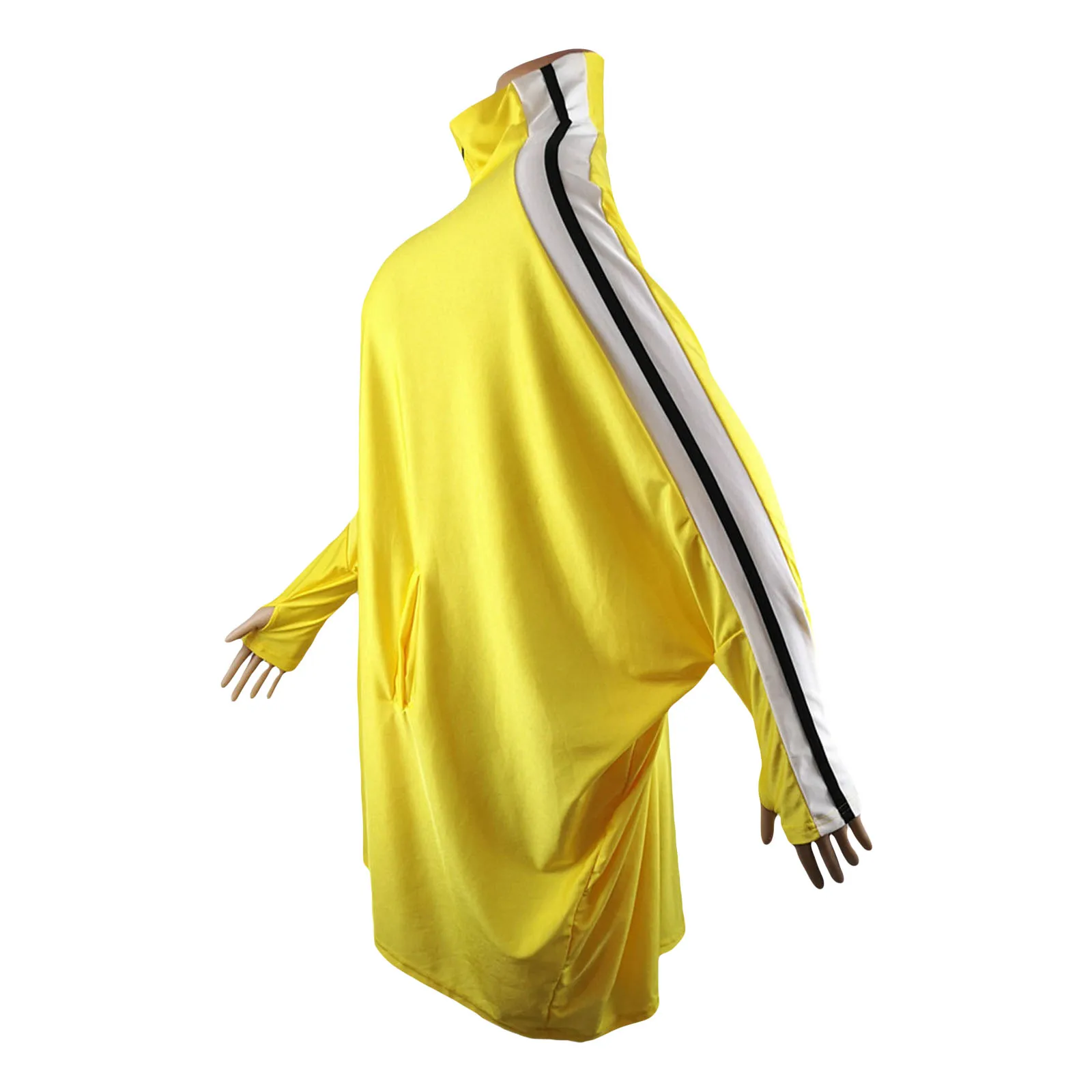 Женское платье с длинным рукавом летучая мышь свободная короткая юбка в полоску