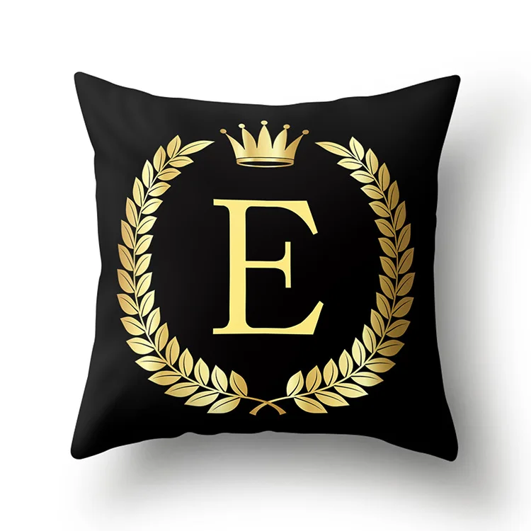 

1Pcs Black Golden Crown Letter New Year Accessories Polyester 43*43cm Cushion Cover Sofa Home Decoration Throw Pillowcase