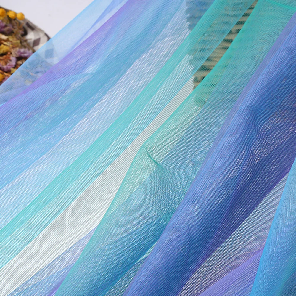 Радужная сетчатая пряжа 1 метр ткань градиентная детское платье юбка сделай сам