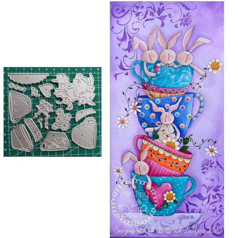 Банни чашка металлический Трафаретный вырубной штамп для штампов Скрапбукинг