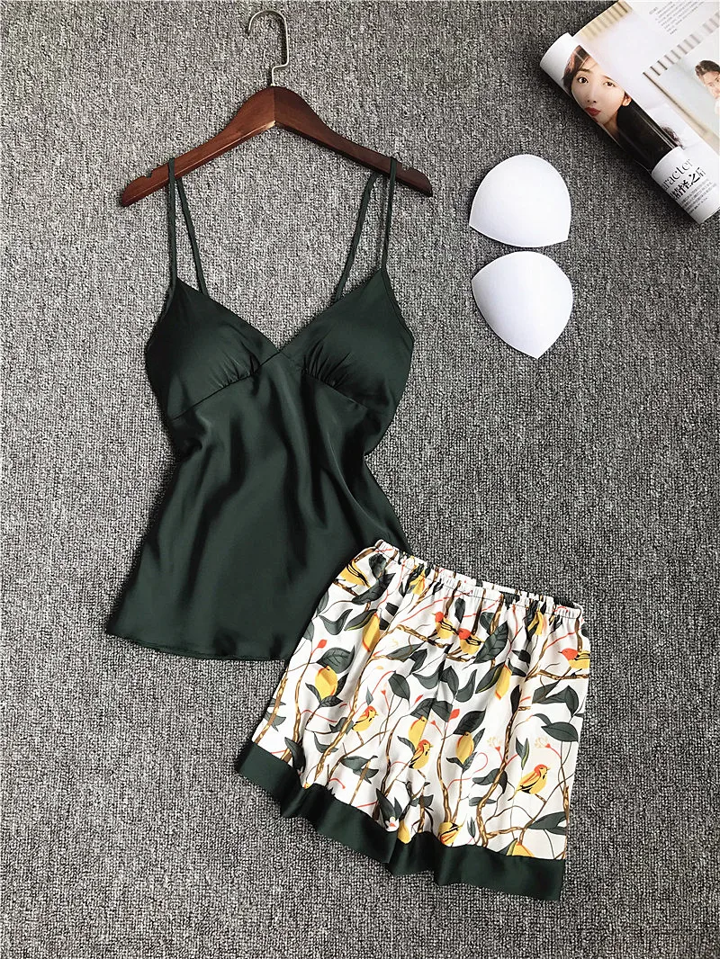 Пижамные комплекты без рукавов с цветочным принтом одежда для сна пижама