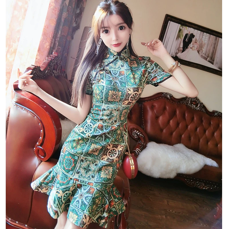 Женское Повседневное платье-Ципао с принтом логотипа | Тематическая одежда и