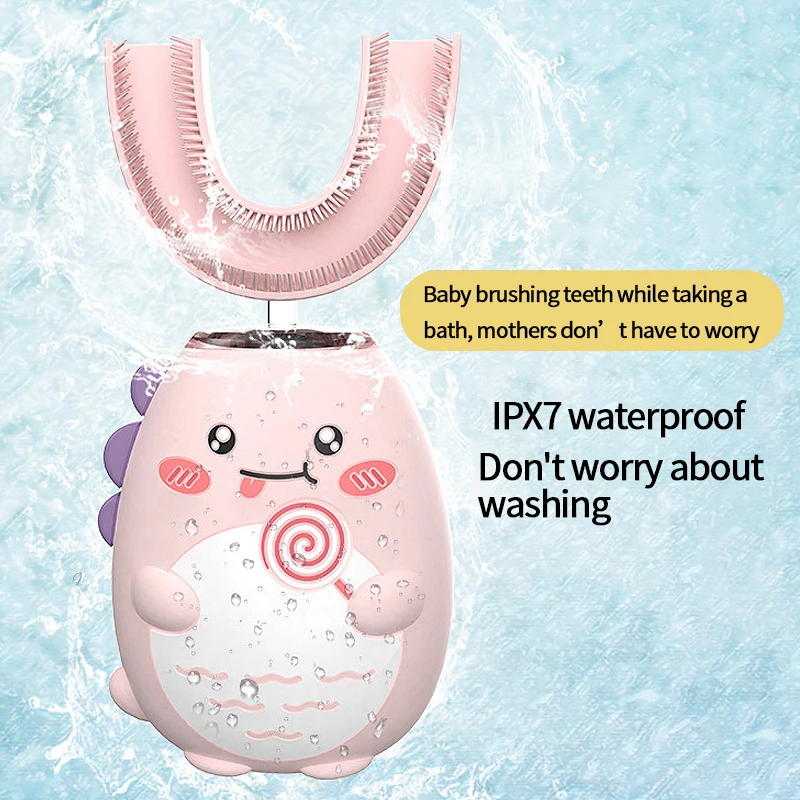 Cepillo de dientes autom&aacute;tico para beb&eacute;, de silicona suave, art&iacute;culos para el cuidado bucal, 2-12 a&ntilde;os-3