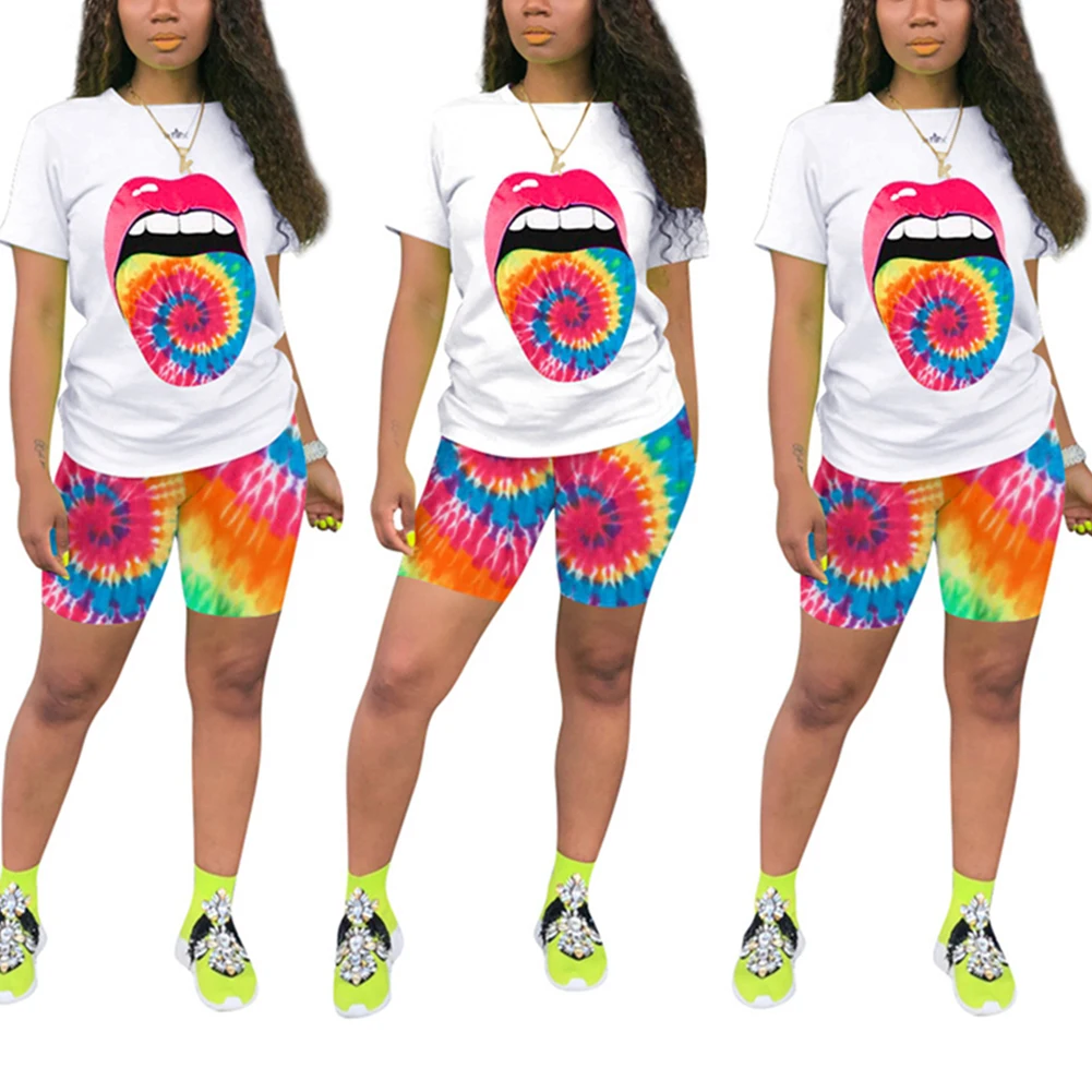 Женские спортивные брюки с принтом из двух частей летний наряд для тренировок