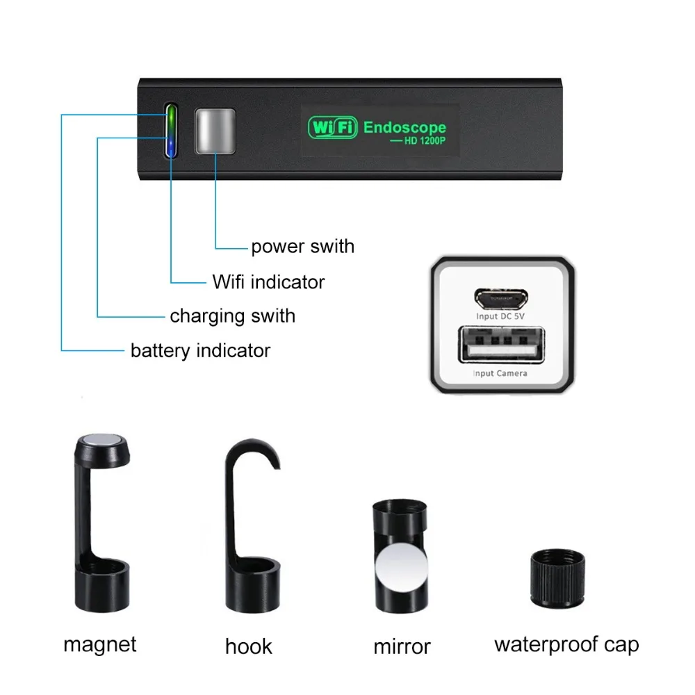 USB эндоскоп с камерой 8 мм 1080P Wi Fi IP68|Камеры видеонаблюдения| |