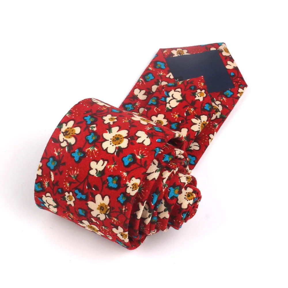 Floral Ties For Men Printed Cotton Tie Mens 6cm Slim Neck Skinny Necktie Wedding Party |